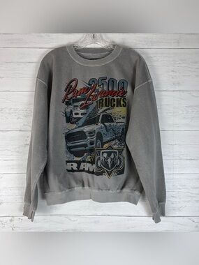 Ram Laramie 2500 Trucks M/L Grey Crewneck Sweatshirt Graphic Pullover